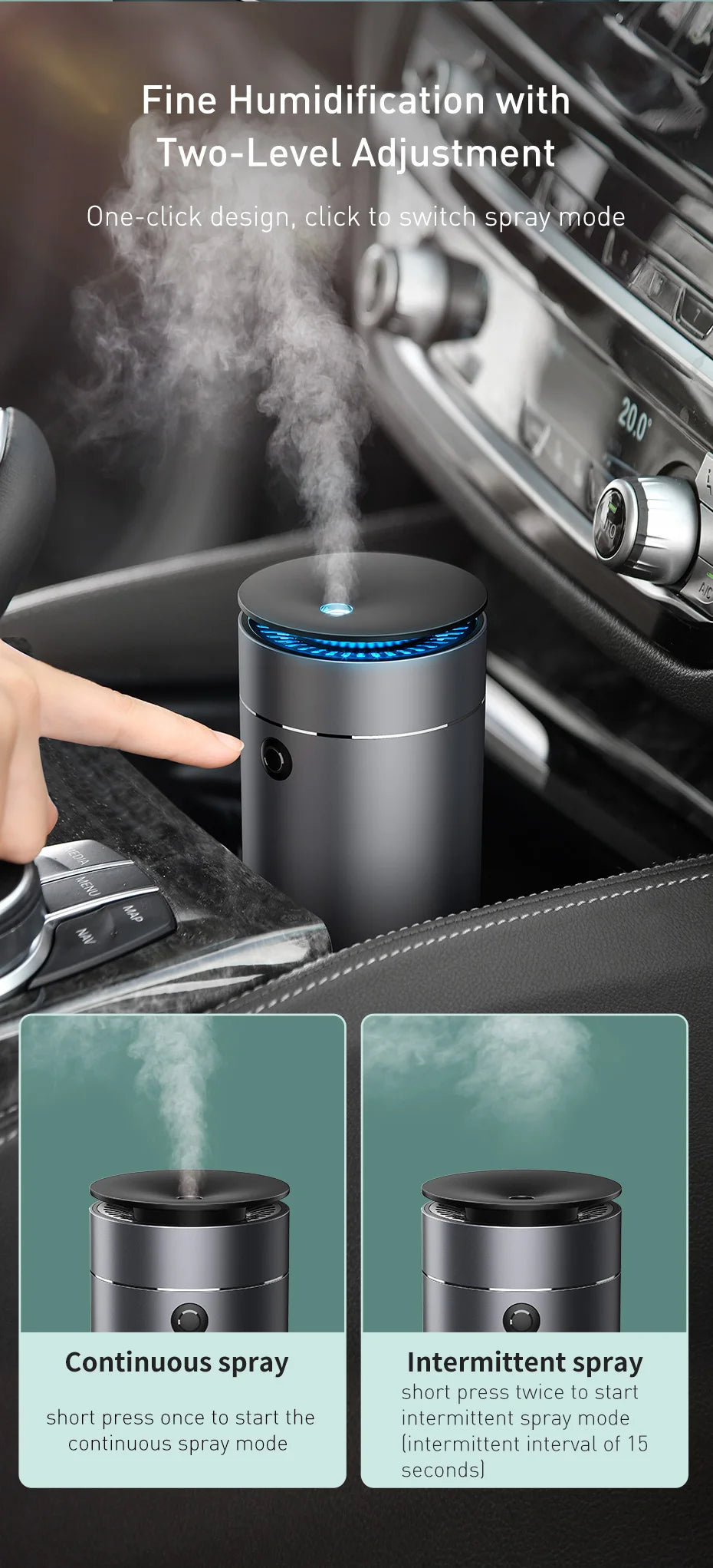 Baseus-humidificador difusor de coche, purificador de aire automático, ambientador Aromo con luz LED para difusor de aromaterapia de Aroma de coche