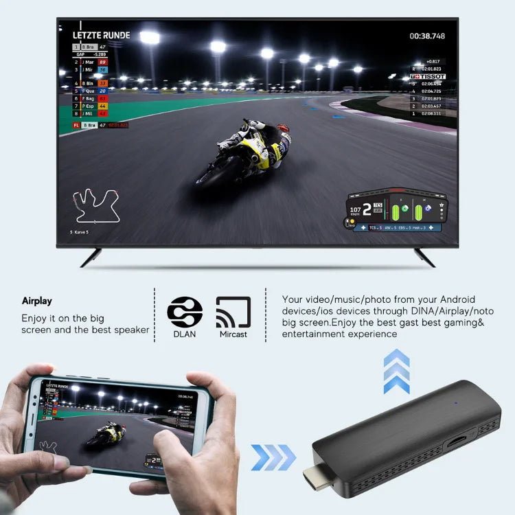 DQ03 Mini TV Stick Android 10 Quad Core ARM Cortex A53 2GB 16GB Soporte 4K H.265 2,4G & 5,8G Wifi Streaming Smart TV Box 1GB 8GB