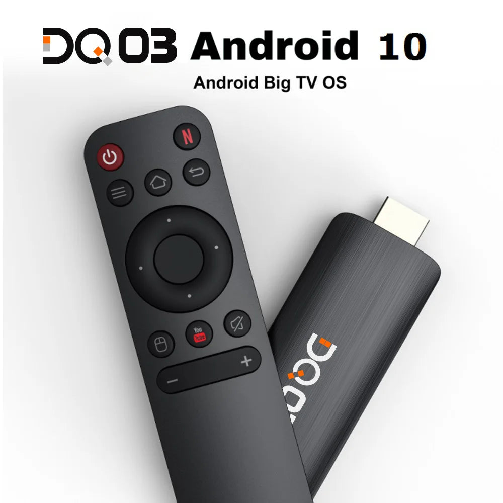 DQ03 Mini TV Stick Android 10 Quad Core ARM Cortex A53 2GB 16GB Soporte 4K H.265 2,4G & 5,8G Wifi Streaming Smart TV Box 1GB 8GB