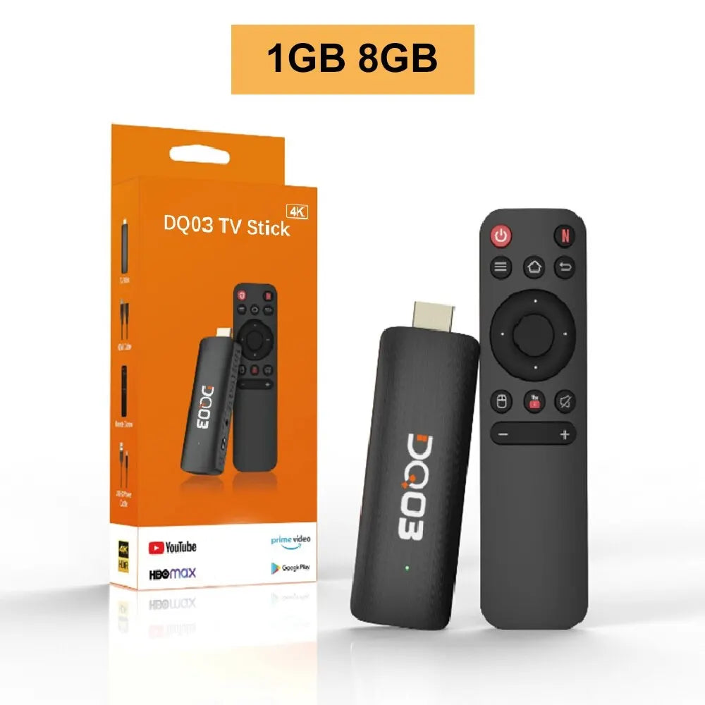 DQ03 Mini TV Stick Android 10 Quad Core ARM Cortex A53 2GB 16GB Soporte 4K H.265 2,4G & 5,8G Wifi Streaming Smart TV Box 1GB 8GB