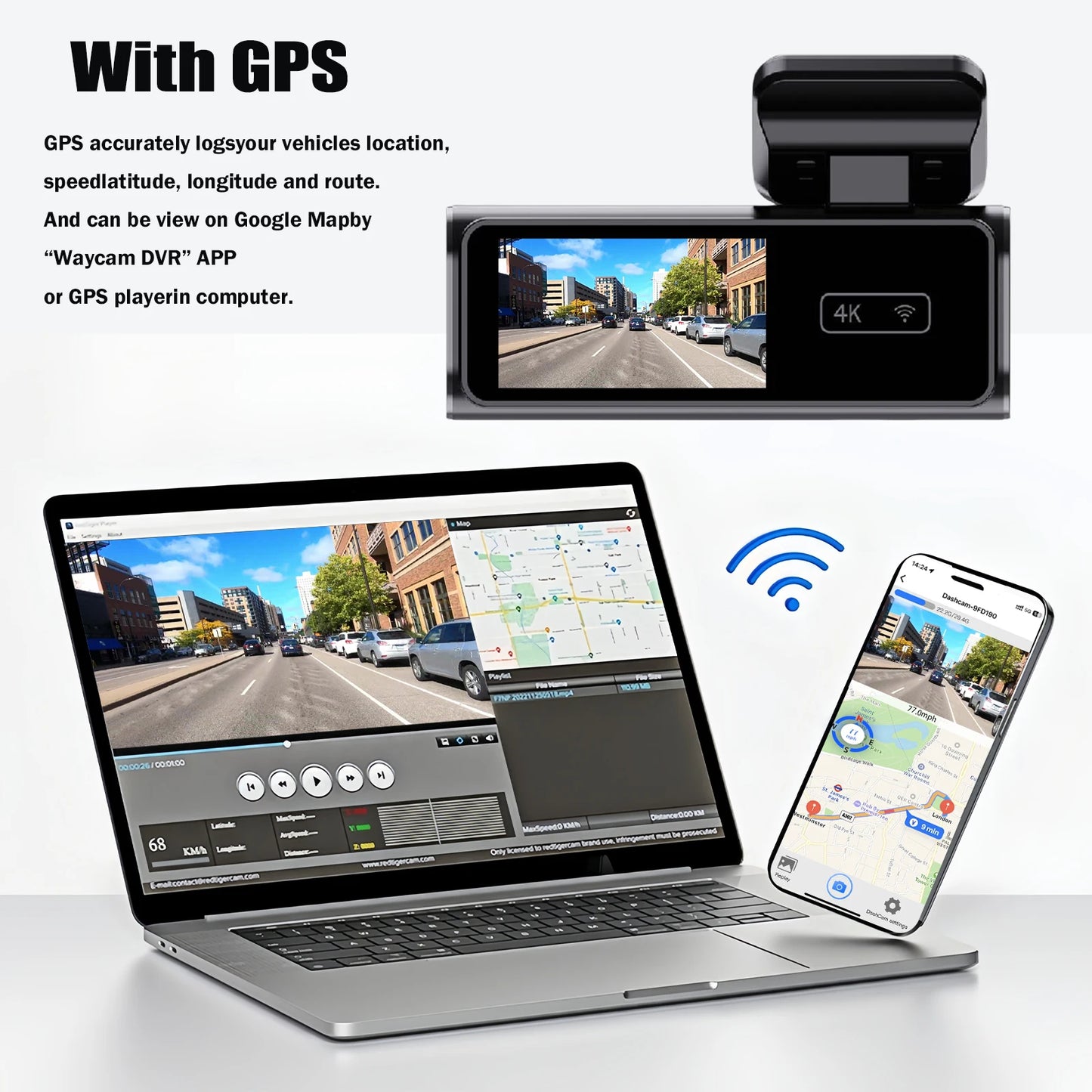 Cámara de salpicadero frontal Ultra HD 4K para coche, Mini WIFI DVR, caja negra para habitación con Monitor de estacionamiento 24H, visión nocturna, GPS/cámara de visión trasera opcional