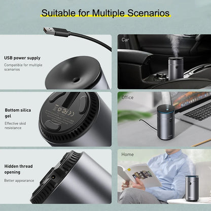 Baseus-humidificador difusor de coche, purificador de aire automático, ambientador Aromo con luz LED para difusor de aromaterapia de Aroma de coche