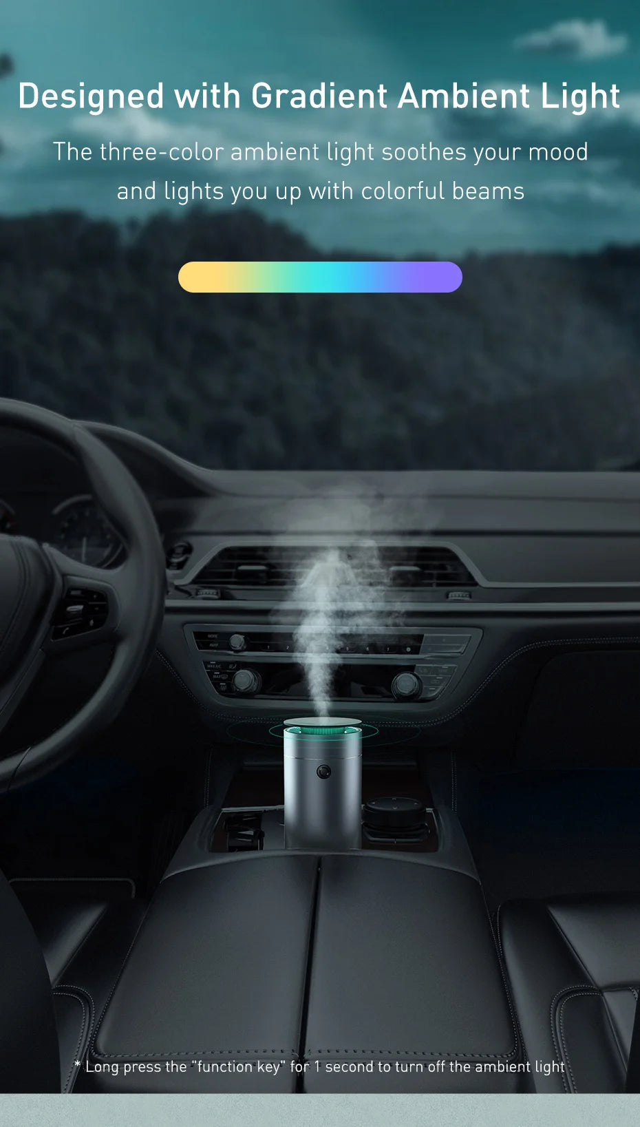 Baseus-humidificador difusor de coche, purificador de aire automático, ambientador Aromo con luz LED para difusor de aromaterapia de Aroma de coche