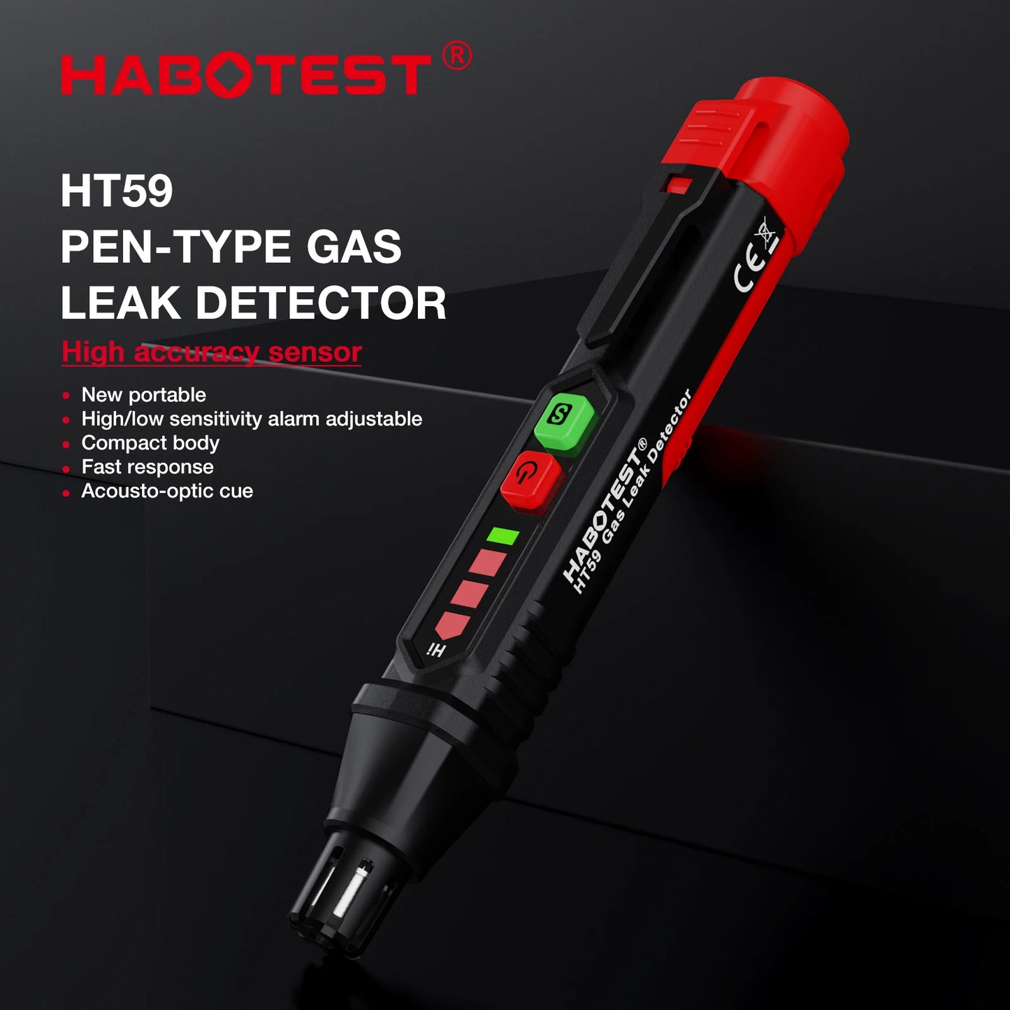 HABOTEST HT59 HT60 HT61 Detector de fugas de Gas Detector de Gas Combustible alarma de sonido y pantalla Mini Detector de Gas metano Natural.