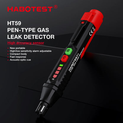 HABOTEST HT59 HT60 HT61 Detector de fugas de Gas Detector de Gas Combustible alarma de sonido y pantalla Mini Detector de Gas metano Natural.