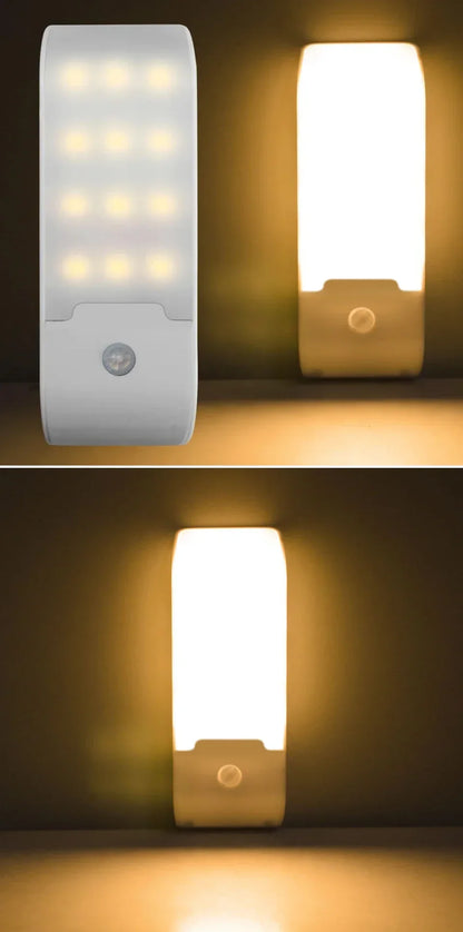 Luz LED nocturna con Sensor de movimiento, luz de pared recargable por USB para armario, pasillo, escalera, mesita de noche, luces de noche para dormitorio.