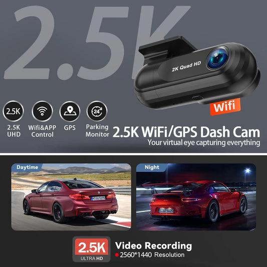 Cámara de salpicadero 2,5 K 2560*1440P coche DVR WIFI GPS cámara grabadora de vídeo Dashcam 24 horas de estacionamiento Super visión nocturna caja negra