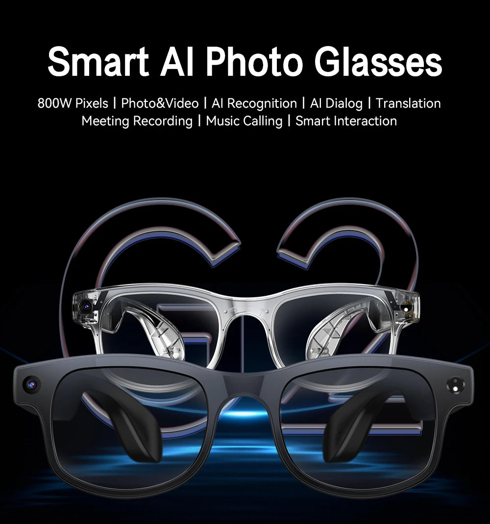 Xiaomi 6K HD AI gafas inteligentes gafas fotocromáticas multifunción cámara Bluetooth llamadas asistente de voz reproductor de música traducción.