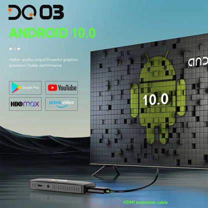 DQ03 Mini TV Stick Android 10 Quad Core ARM Cortex A53 2GB 16GB Soporte 4K H.265 2,4G & 5,8G Wifi Streaming Smart TV Box 1GB 8GB