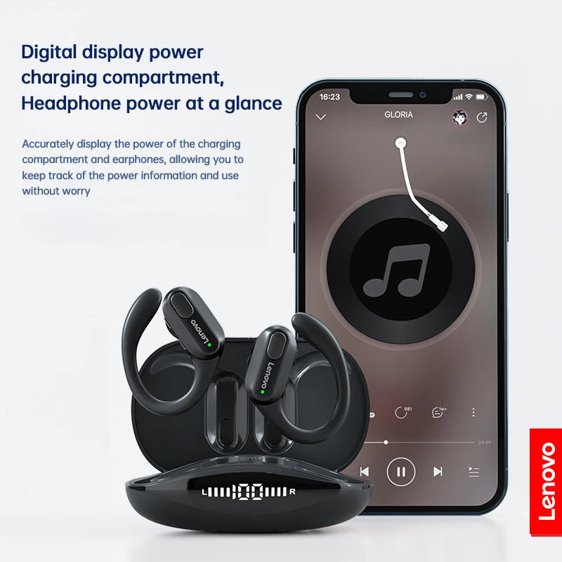 Auriculares inalámbricos deportivos Lenovo XT80 originales con micrófonos, pantalla LED de alimentación, sonido estéreo de alta fidelidad, auriculares Bluetooth 5,3 TWS, resistente al agua y soporte de apple siri