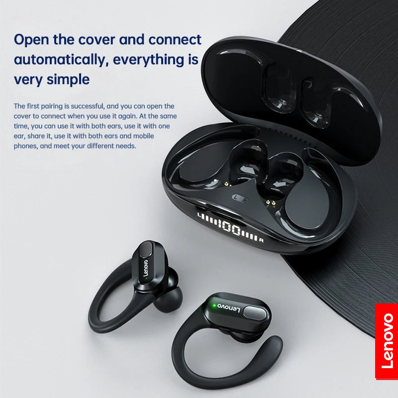 Auriculares inalámbricos deportivos Lenovo XT80 originales con micrófonos, pantalla LED de alimentación, sonido estéreo de alta fidelidad, auriculares Bluetooth 5,3 TWS, resistente al agua y soporte de apple siri