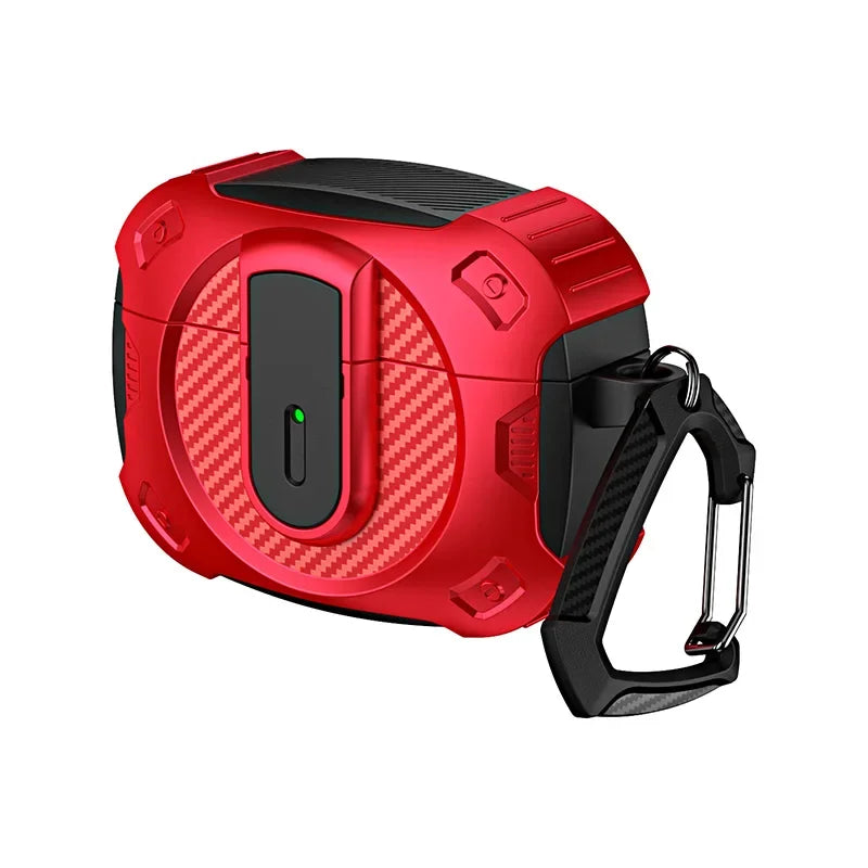 Funda armadura con cerradura de seguridad para Airpods Pro 2, funda con soporte de carga inalámbrica, protección a prueba de golpes, funda para auriculares para Airpods 1 2 3