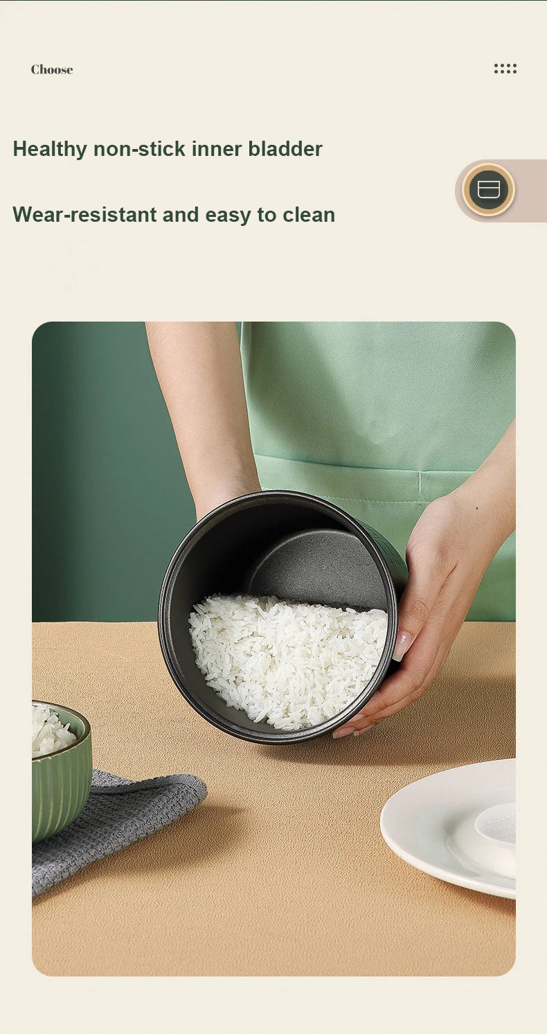 Mini olla arrocera automática para el hogar, máquina de cocina eléctrica para 1-2 personas, calentador de alimentos, vaporizador, olla arrocera pequeña de 1,2 L