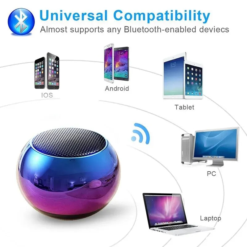 Hermoso Altavoz inalámbrico con Bluetooth, portátil, pequeño de acero, estéreo, pesado, envolvente, Subwoofer, Mini Altavoz pequeño con Bluetooth para exteriores.