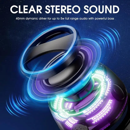 Practico Altavoz Bluetooth magnético para exteriores, mini altavoz estéreo portátil inalámbrico, para viajes con luz de Color RGB y soporte para teléfono.