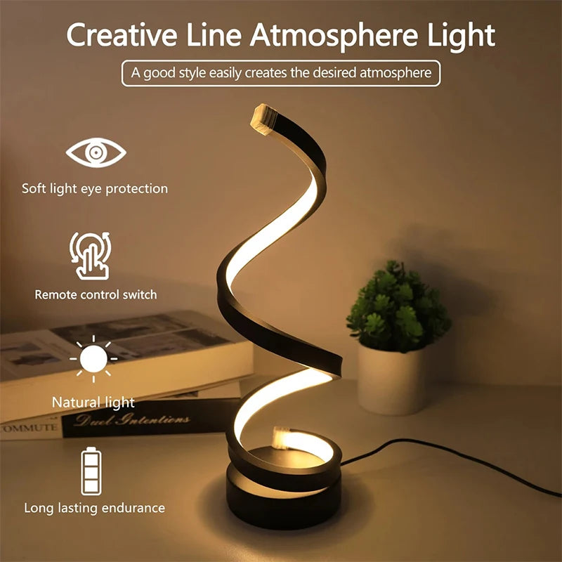 Lámpara de noche, luces Led regulables por Usb, luces de noche en espiral 3D para dormitorio, escritorio, lámpara de noche con atenuador.