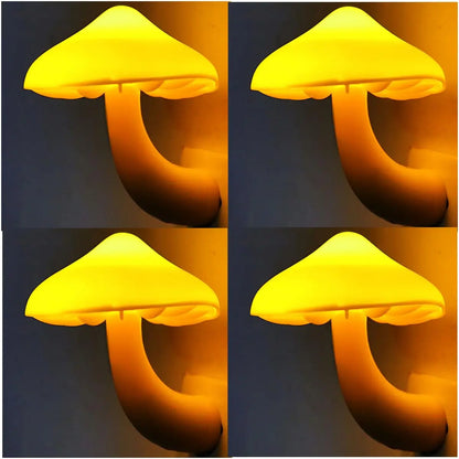 Lámpara de luz nocturna con forma de seta, 220V, Sensor de atardecer al amanecer, enchufe en cama LED, bonita luz nocturna con forma de seta, luces nocturnas para bebés para niños