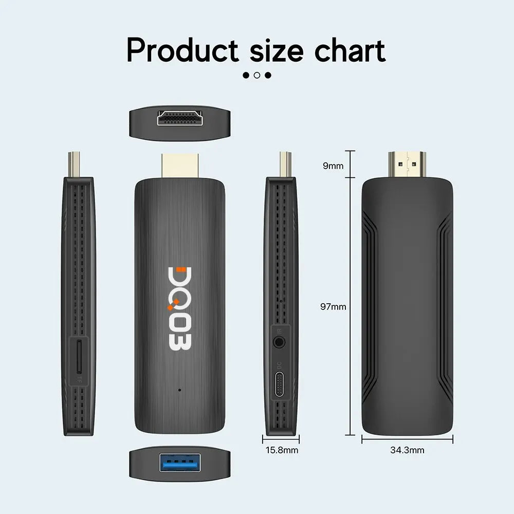 DQ03 Mini TV Stick Android 10 Quad Core ARM Cortex A53 2GB 16GB Soporte 4K H.265 2,4G & 5,8G Wifi Streaming Smart TV Box 1GB 8GB