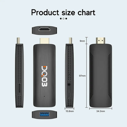 DQ03 Mini TV Stick Android 10 Quad Core ARM Cortex A53 2GB 16GB Soporte 4K H.265 2,4G & 5,8G Wifi Streaming Smart TV Box 1GB 8GB