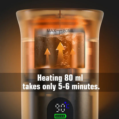 Para los amantes del cafe, Cafetera eléctrica portátil inalámbrica Foombthe para coche y camping, con depósito de agua de 80 ml, pantalla digital, 3 en 1, para cápsulas de café en polvo y viajes.