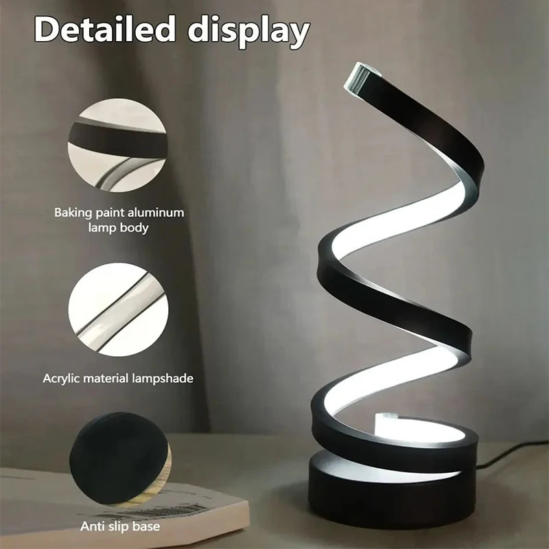 Lámpara de noche, luces Led regulables por Usb, luces de noche en espiral 3D para dormitorio, escritorio, lámpara de noche con atenuador.