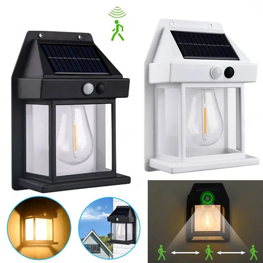 Lámpara Solar de noche, lámpara de pared con Sensor de movimiento inteligente, 3 modos de iluminación, impermeable, decoración de patio y jardín.