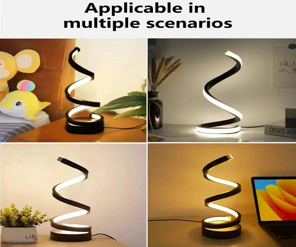Lámpara de noche, luces Led regulables por Usb, luces de noche en espiral 3D para dormitorio, escritorio, lámpara de noche con atenuador.