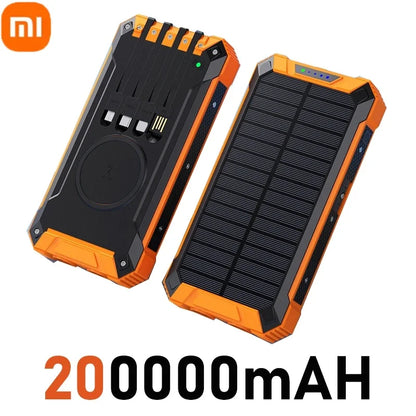 XIAOMI-Banco de energía Solar inalámbrico, 200000mAh, gran capacidad, carga rápida, batería externa, equipo de emergencia de supervivencia al aire libre.