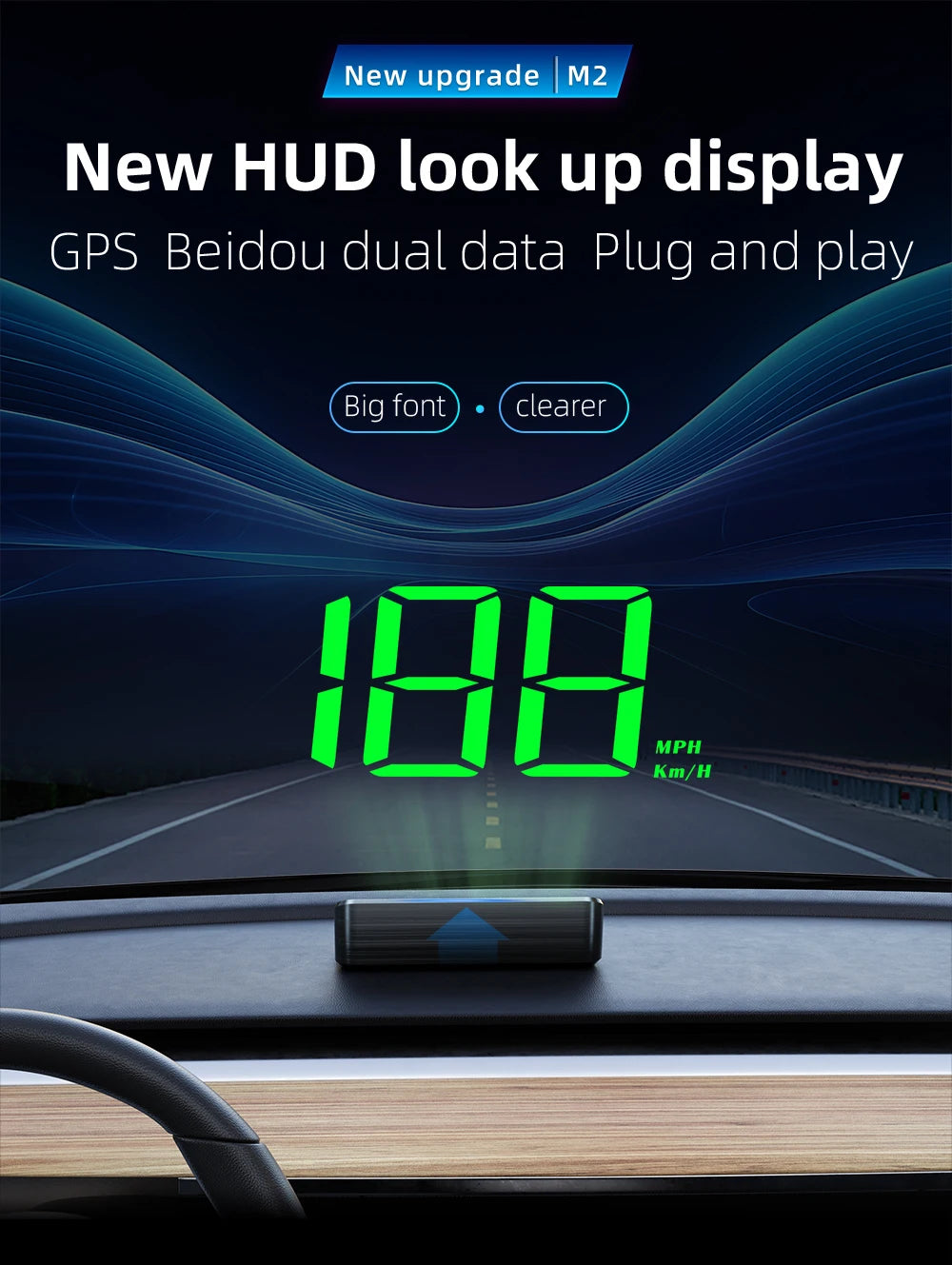 Xiaomi-velocímetro de coche HUD, pantalla frontal, velocímetro Digital, proyector de parabrisas, vehículos, camiones, accesorios electrónicos para automóviles.