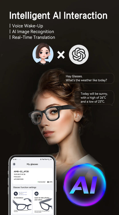 Xiaomi 6K HD AI gafas inteligentes gafas fotocromáticas multifunción cámara Bluetooth llamadas asistente de voz reproductor de música traducción.