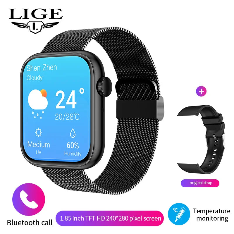LIGE-reloj inteligente para hombre y mujer, resistente al agua, pulsera de Fitness con carga inalámbrica, Bluetooth, llamadas, personalizado, 2025