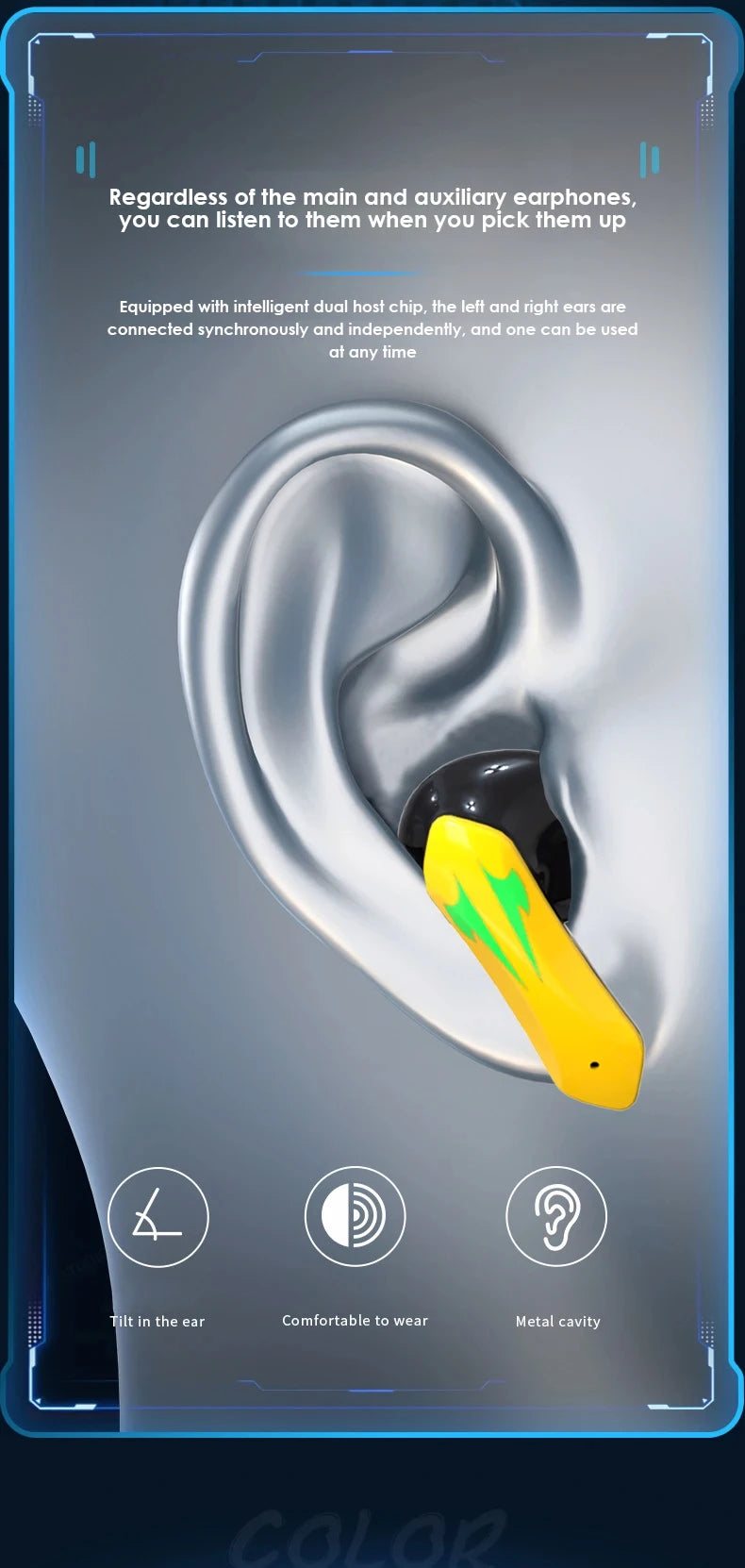 Auriculares Bluetooth con baja latencia, alta calidad, para videojuegos, batería de larga duración, música, inalámbricos, Bluetooth, para deportes al aire libre.