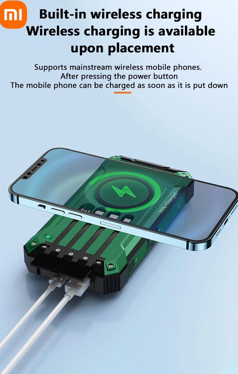 XIAOMI-Banco de energía Solar inalámbrico, 200000mAh, gran capacidad, carga rápida, batería externa, equipo de emergencia de supervivencia al aire libre.