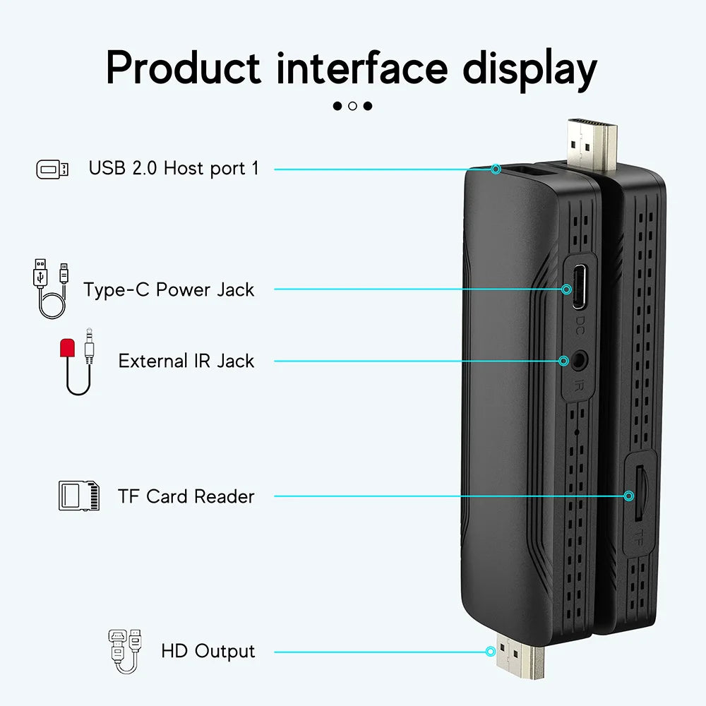 DQ03 Mini TV Stick Android 10 Quad Core ARM Cortex A53 2GB 16GB Soporte 4K H.265 2,4G & 5,8G Wifi Streaming Smart TV Box 1GB 8GB