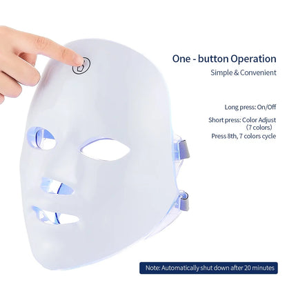 Máquina de belleza facial LED inalámbrica de 7 colores Photon, Facial rejuvenecedor de la cara y el cuello.