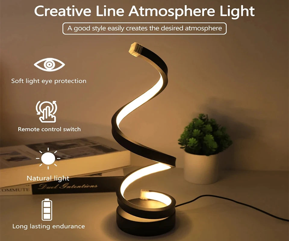 Lámpara de noche, luces Led regulables por Usb, luces de noche en espiral 3D para dormitorio, escritorio, lámpara de noche con atenuador.