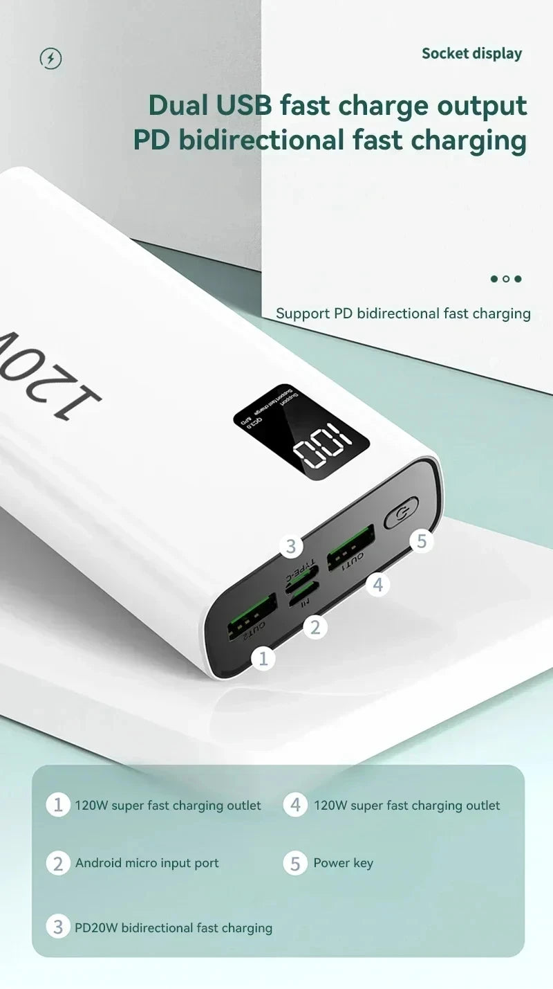 Xiaomi-Banco de energía de 200000mAh, Banco de energía de alta capacidad, batería de carga rápida de 120W, cargador de batería externo portátil para teléfono.