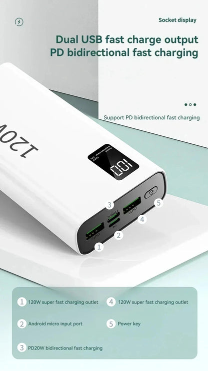 Xiaomi-Banco de energía de 200000mAh, Banco de energía de alta capacidad, batería de carga rápida de 120W, cargador de batería externo portátil para teléfono.