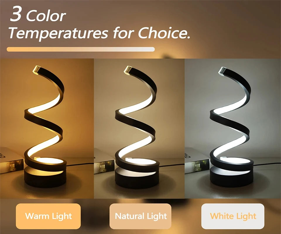 Lámpara de noche, luces Led regulables por Usb, luces de noche en espiral 3D para dormitorio, escritorio, lámpara de noche con atenuador.