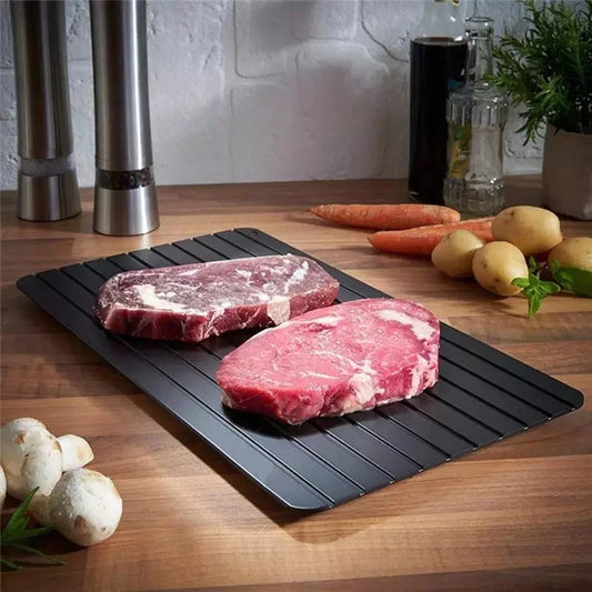 ¡Carne congelada! Esta bandeja de descongelación rápida de aleación de aluminio, es la solución, para carne, alimentos, muy buena herramientas de cocina para el hogar.