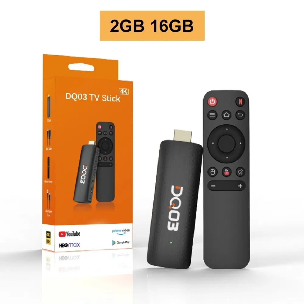 DQ03 Mini TV Stick Android 10 Quad Core ARM Cortex A53 2GB 16GB Soporte 4K H.265 2,4G & 5,8G Wifi Streaming Smart TV Box 1GB 8GB