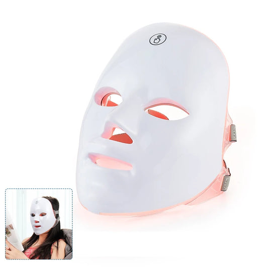 Máquina de belleza facial LED inalámbrica de 7 colores Photon, Facial rejuvenecedor de la cara y el cuello.