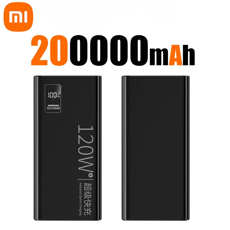 Xiaomi-Banco de energía de 200000mAh, Banco de energía de alta capacidad, batería de carga rápida de 120W, cargador de batería externo portátil para teléfono.