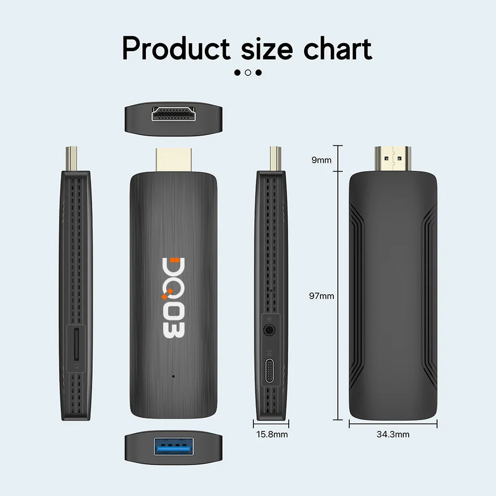 DQ03 Mini TV Stick Android 10 Quad Core ARM Cortex A53 2GB 16GB Soporte 4K H.265 2,4G & 5,8G Wifi Streaming Smart TV Box 1GB 8GB