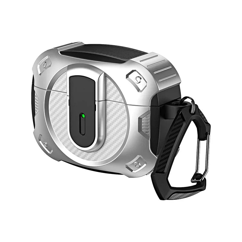 Funda armadura con cerradura de seguridad para Airpods Pro 2, funda con soporte de carga inalámbrica, protección a prueba de golpes, funda para auriculares para Airpods 1 2 3