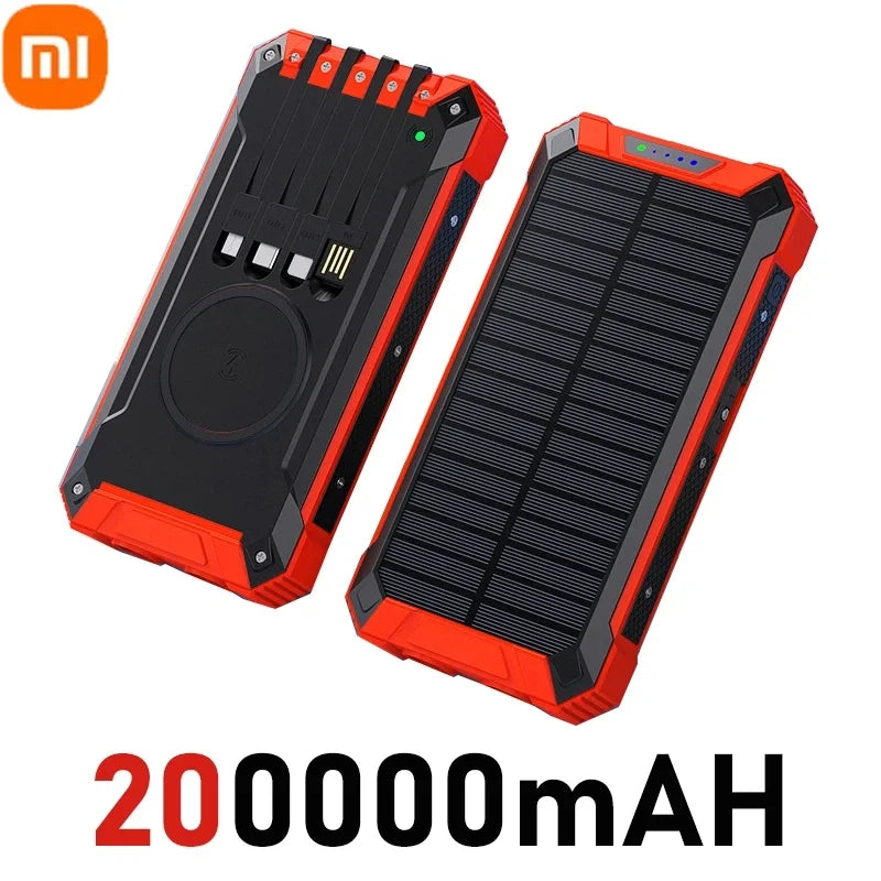XIAOMI-Banco de energía Solar inalámbrico, 200000mAh, gran capacidad, carga rápida, batería externa, equipo de emergencia de supervivencia al aire libre.