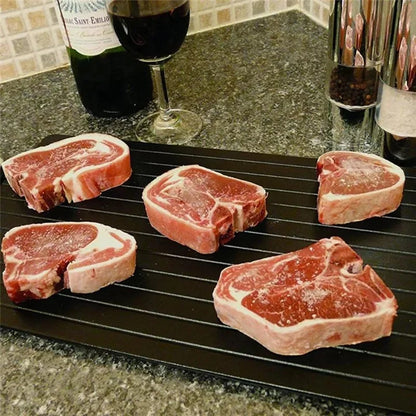 ¡Carne congelada! Esta bandeja de descongelación rápida de aleación de aluminio, es la solución, para carne, alimentos, muy buena herramientas de cocina para el hogar.