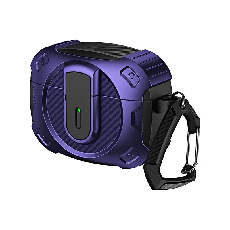 Funda armadura con cerradura de seguridad para Airpods Pro 2, funda con soporte de carga inalámbrica, protección a prueba de golpes, funda para auriculares para Airpods 1 2 3