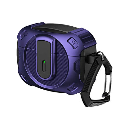 Funda armadura con cerradura de seguridad para Airpods Pro 2, funda con soporte de carga inalámbrica, protección a prueba de golpes, funda para auriculares para Airpods 1 2 3