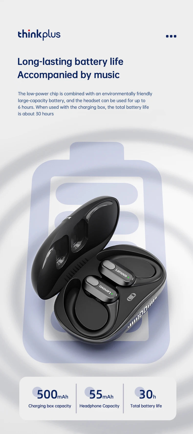 Auriculares inalámbricos deportivos Lenovo XT80 originales con micrófonos, pantalla LED de alimentación, sonido estéreo de alta fidelidad, auriculares Bluetooth 5,3 TWS, resistente al agua y soporte de apple siri